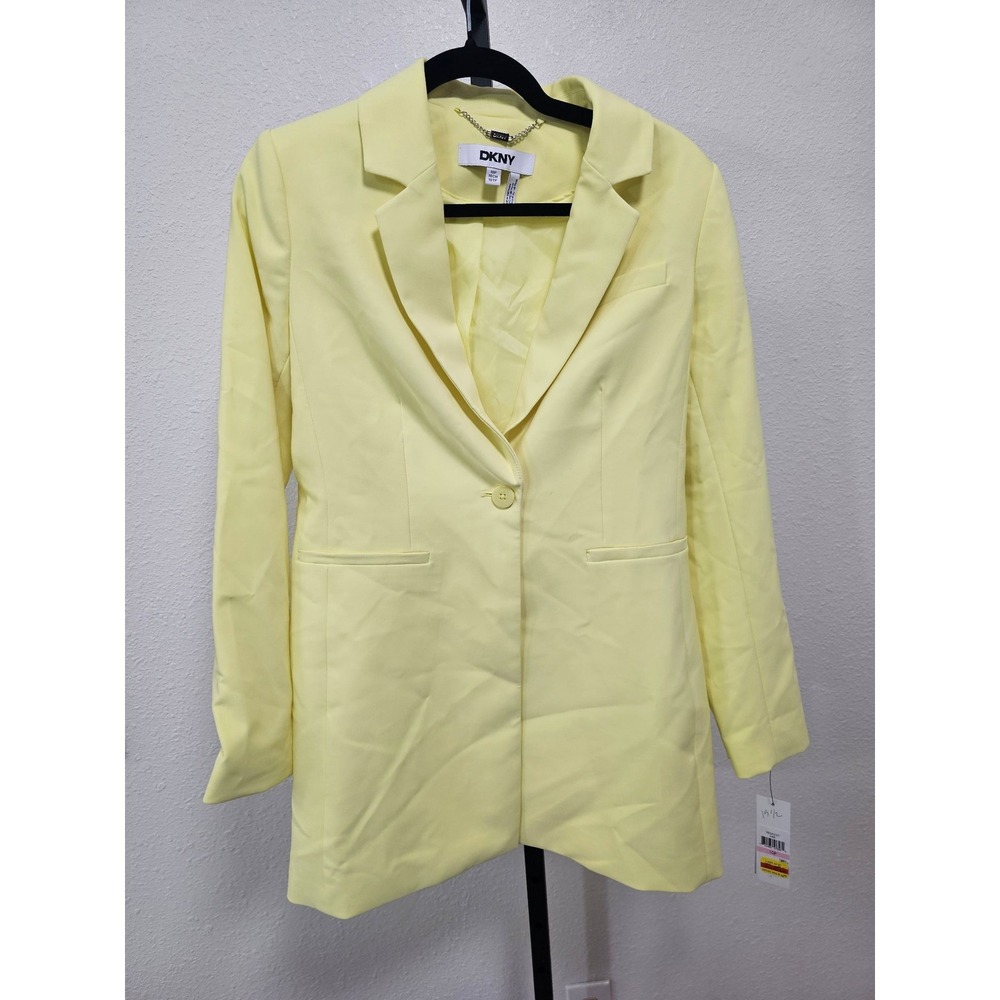 DKNY Yellow Notched-Collar One-Button Topper Blazer Jacket - 10P (Petite) (B14)
